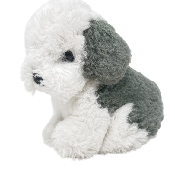 Trudi Italy White Gray Sheep Dog Sheepdog Stuffed Plush Textured Coat 9" Tall - Picture 1 of 8